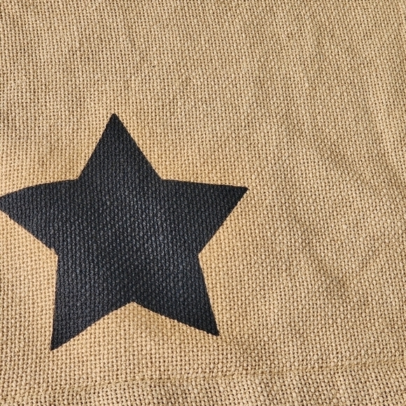 Burlap woven star print rustic window curtain valance 6ft long - Picture 7 of 13